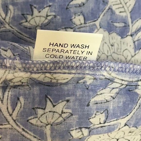 NWT Dolma Midi Dress blue ivory cotton print flowy bohemian L XL cool comfy - Picture 9 of 12